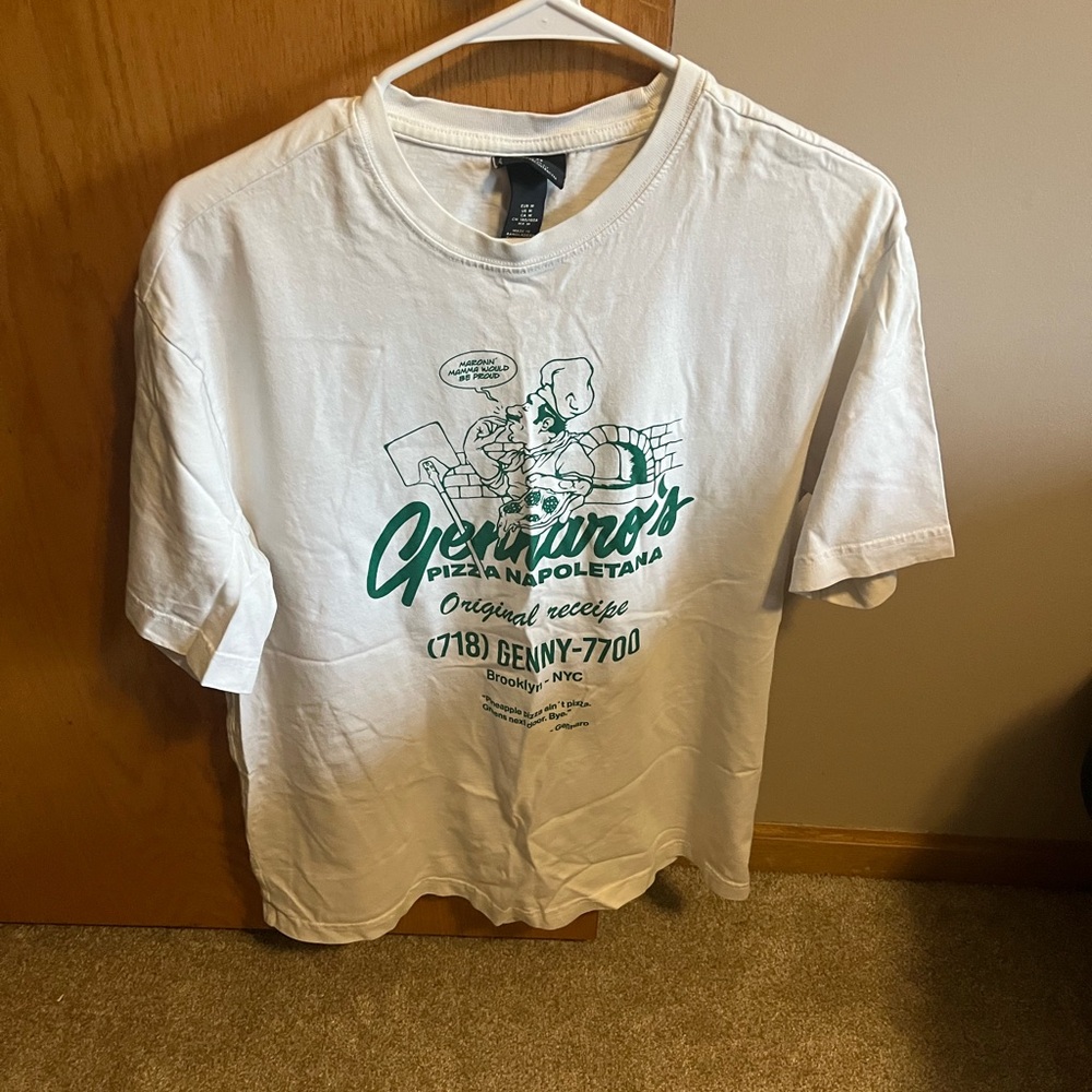 H&M White Tee with Green Print